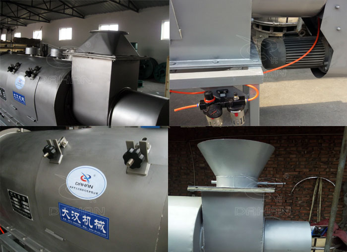 氣旋篩：電機(jī)，進(jìn)料口，氣壓裝置等特寫圖片