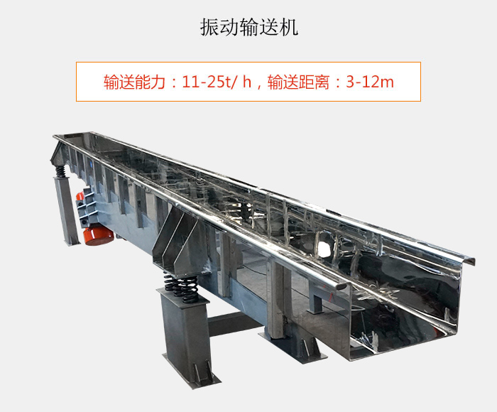 振動(dòng)輸送機(jī)：輸送能力：11-25t/ h，輸送距離：3-12m