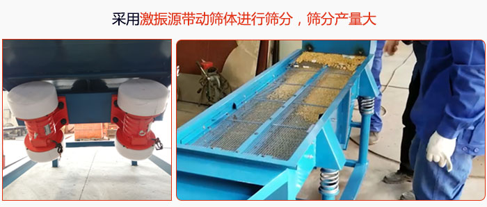 采用激振源帶動(dòng)篩體進(jìn)行篩分，篩分產(chǎn)量大。